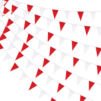 tibijoy 100ft red and white pennant banner for versatile indoor outdoor decor