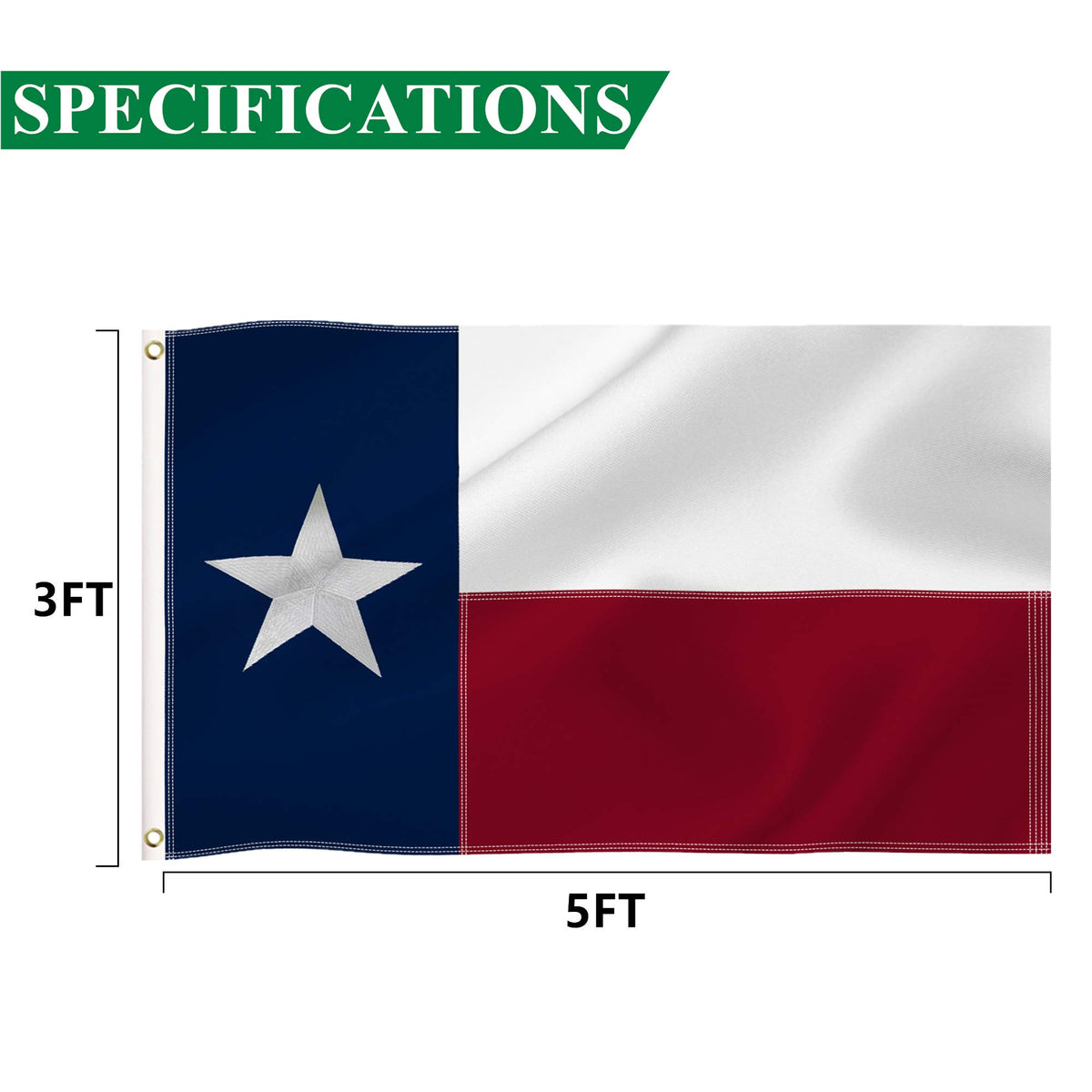 Tibijoy Texas flag suitable for front yard or porch display.