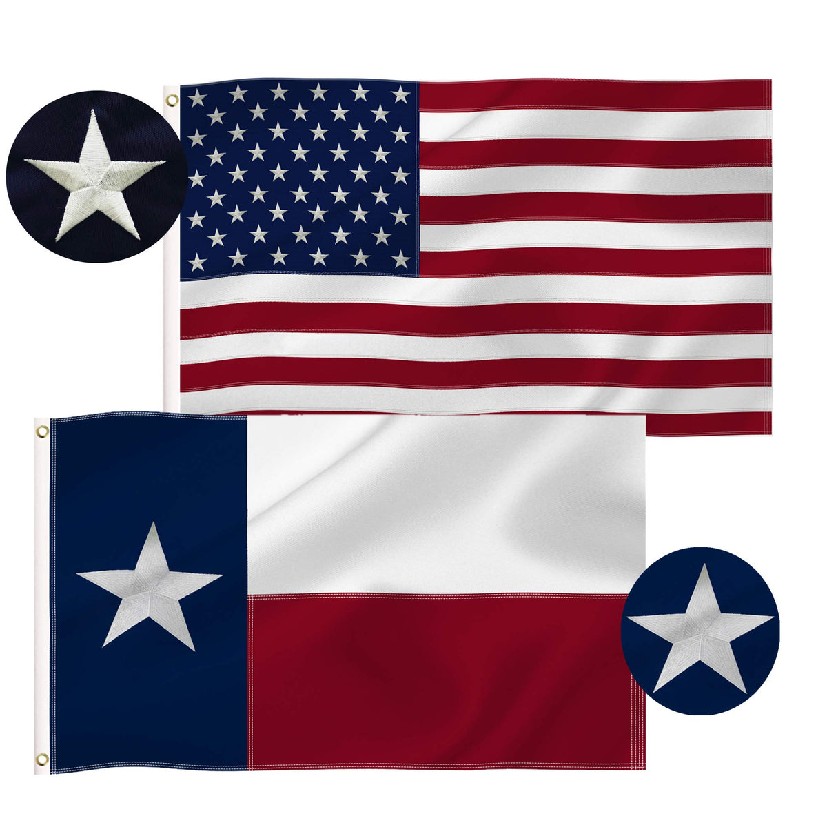 Tibijoy US flag with embroidered stars, durability for outdoor mounting.