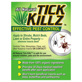 Tick Killz demonstrates broad coverage up to ten thousand square feet.