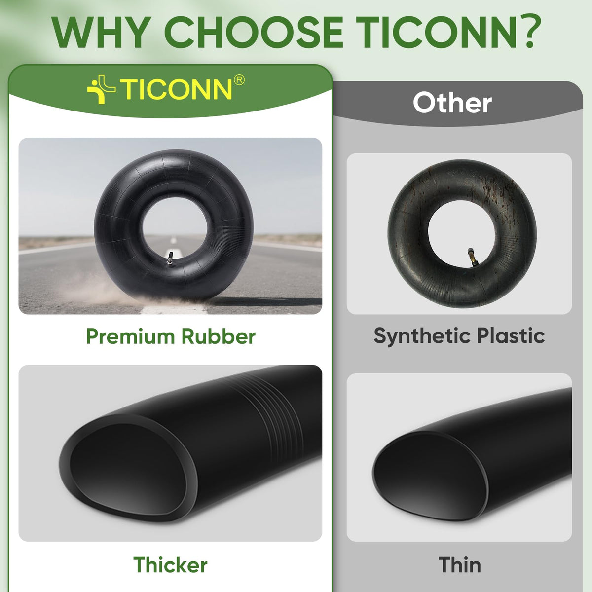 TICONN 20x10 inner tube with TR-4 stem ideal for mowers and ATVs.