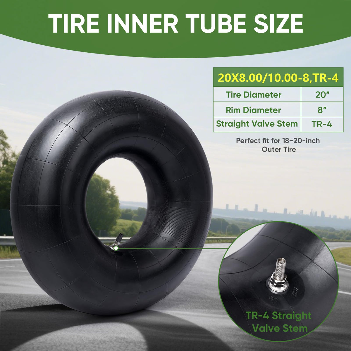 TICONN 4x thicker natural rubber tube boosts puncture resistance.