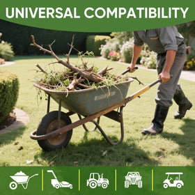 TICONN compatibility covers wheelbarrows, mowers, tractors, and ATVs.