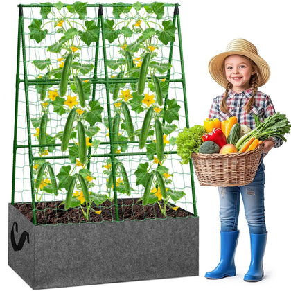 Tidponra cucumber trellis frame supports upright growth for climbing plants.