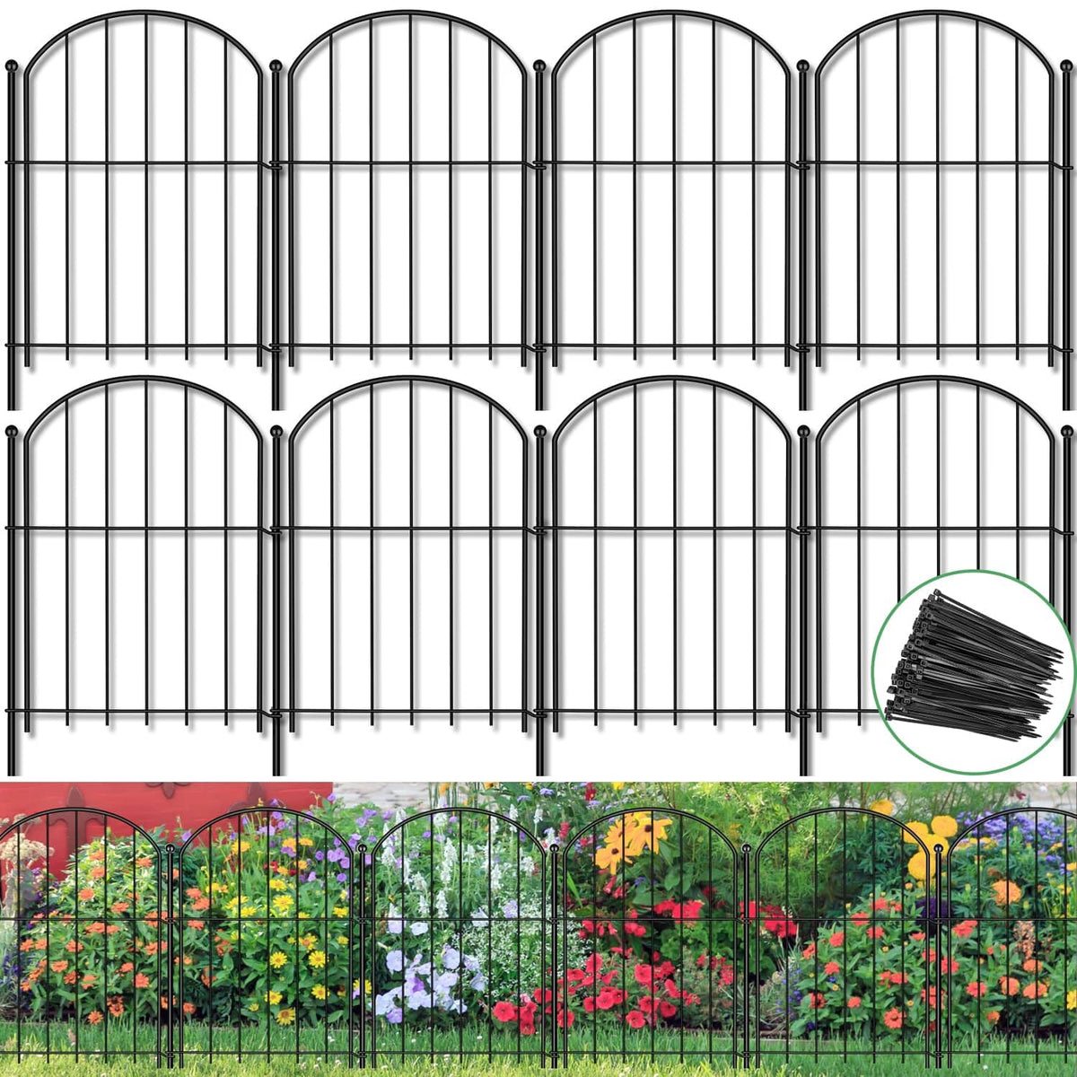 Tidponra decorative garden fence around a flower bed showing sturdy border and style