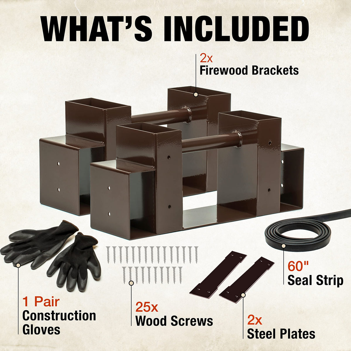 TIDYBOSS wood storage rack seal strip improves moisture protection.
