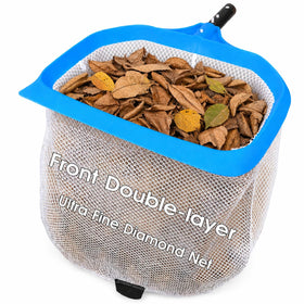 Tidymister 18-inch skimmer net with diamond mesh captures fine debris.