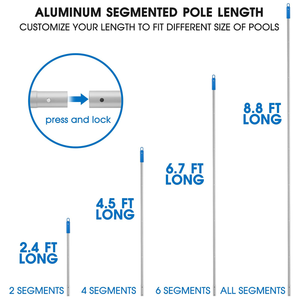 TidyMister 9ft aluminum pole assembly extends reach for hard-to-access areas.