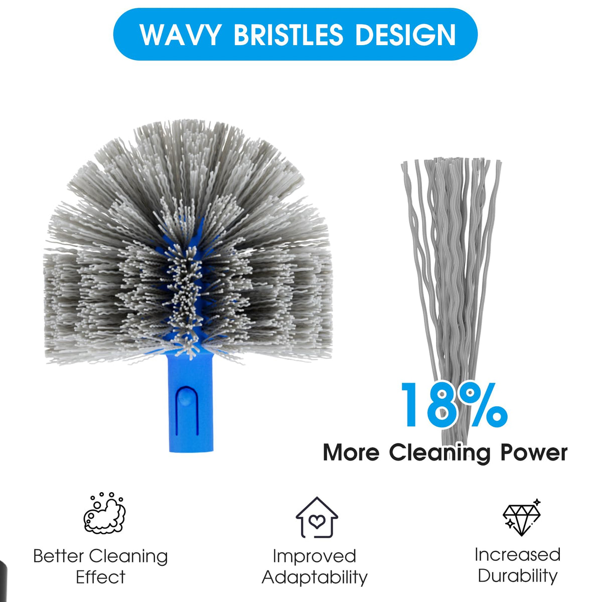 TidyMister detachable round-end pool brush enables quick switching between cleaning modes.