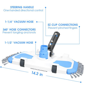 Tidymister enhanced pool vac head bottom brush for thorough floor cleaning