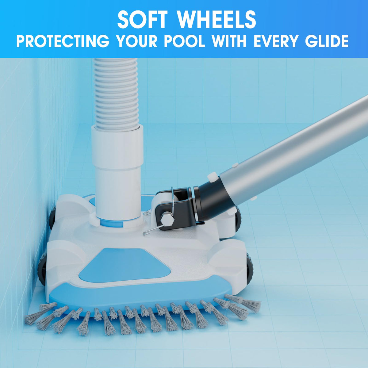 Tidymister enhanced pool vac head compatible with standard hoses and poles