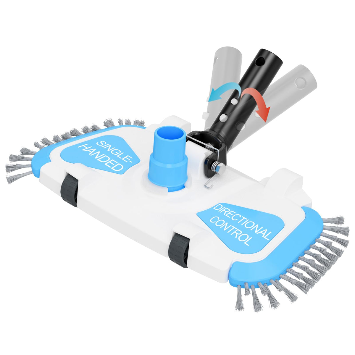 Tidymister enhanced pool vac head with swivel handle for easier corner cleaning