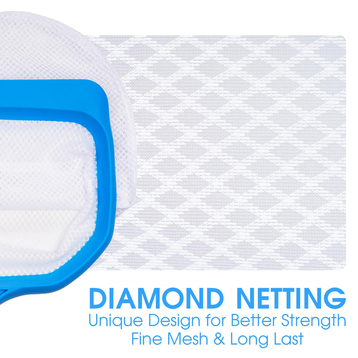 Tidymister front lip skimmer design lifts surface and bottom debris.