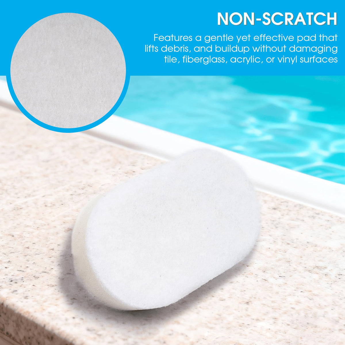 TidyMister handheld ergonomic scrub pad ensures precise cleaning around curves and tight corners.
