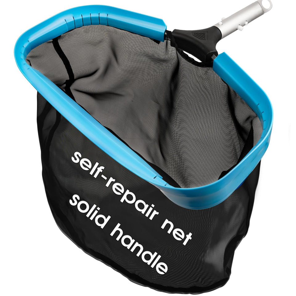 Tidymister pool skimmer with front double layer net for efficient debris capture.