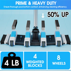 Tidymister vacuum head features side and bottom brushes for thorough debris pickup.
