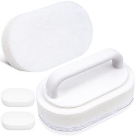 TidyMister thickened scrub pad in hand, ideal for hot tub surfaces, effectively removing grime without scratches.