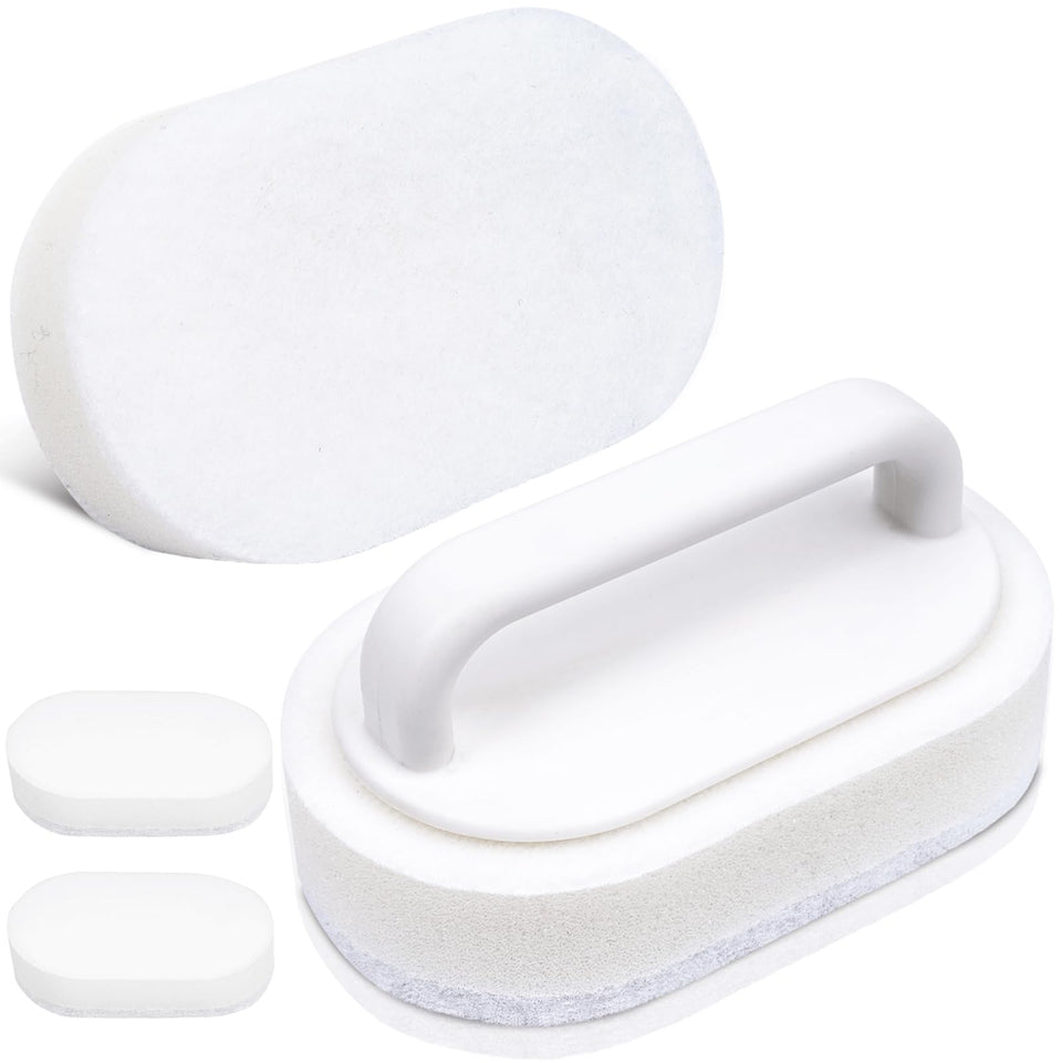 TidyMister thickened scrub pad in hand, ideal for hot tub surfaces, effectively removing grime without scratches.