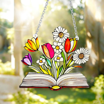 Tiedashu open-book stained glass sun catcher brightening windows