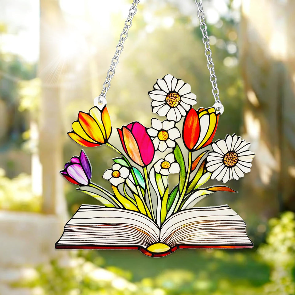 Tiedashu open-book stained glass sun catcher brightening windows
