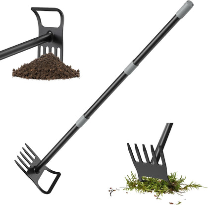 Tiemlet garden hoe with 60-inch adjustable handle for ergonomic, upright weeding.