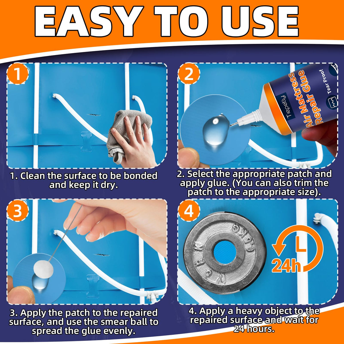 Tiepetly long-lasting repair performance keeps inflatables like-new.