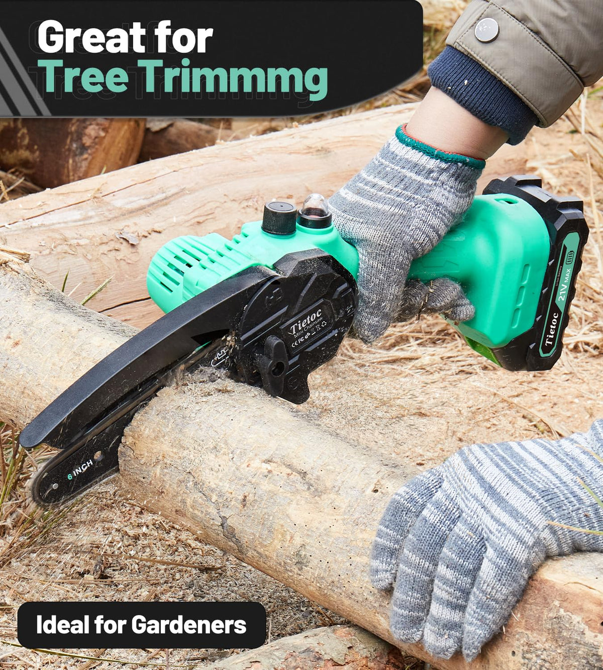 Tietoc mini chainsaw field use demonstrating portability and quick setup
