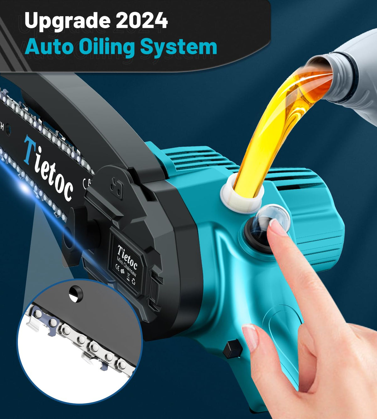 Tietoc mini chainsaw highlighting lightweight design for one-handed use