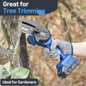 Tietoc rechargeable Li-Ion battery enables extended use with the mini chainsaw.