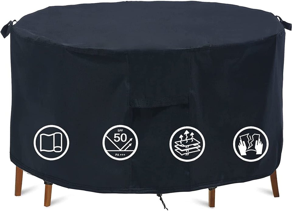 TIFILE round patio cover 74 dia waterproof protecting dining set from rain and sun.