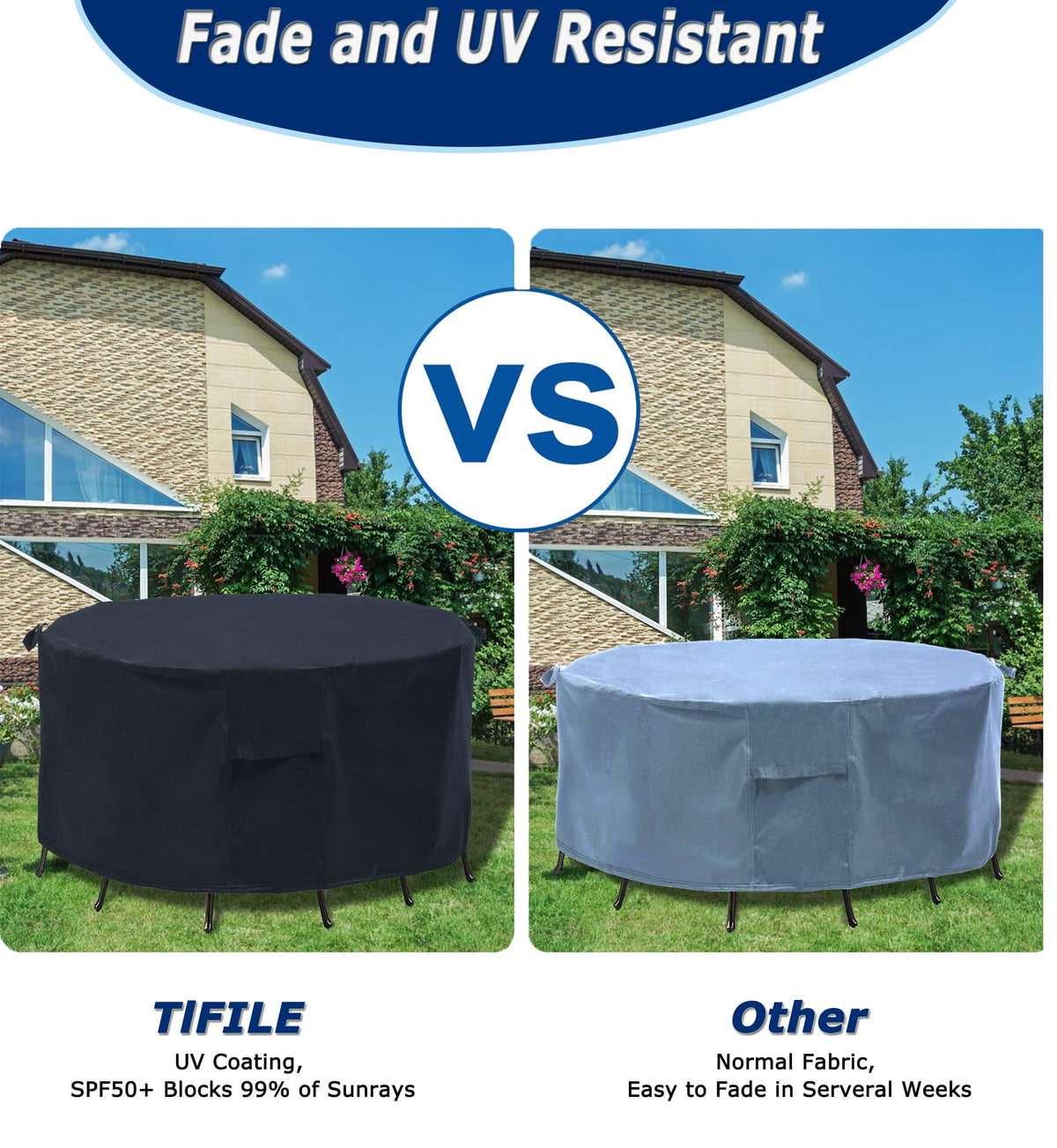 TIFILE round cover includes elastic hem cord for a snug, custom-like fit.