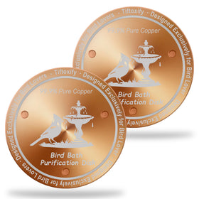 Tiftoxify copper bird bath disk close-up 0.8mm thick for durability.