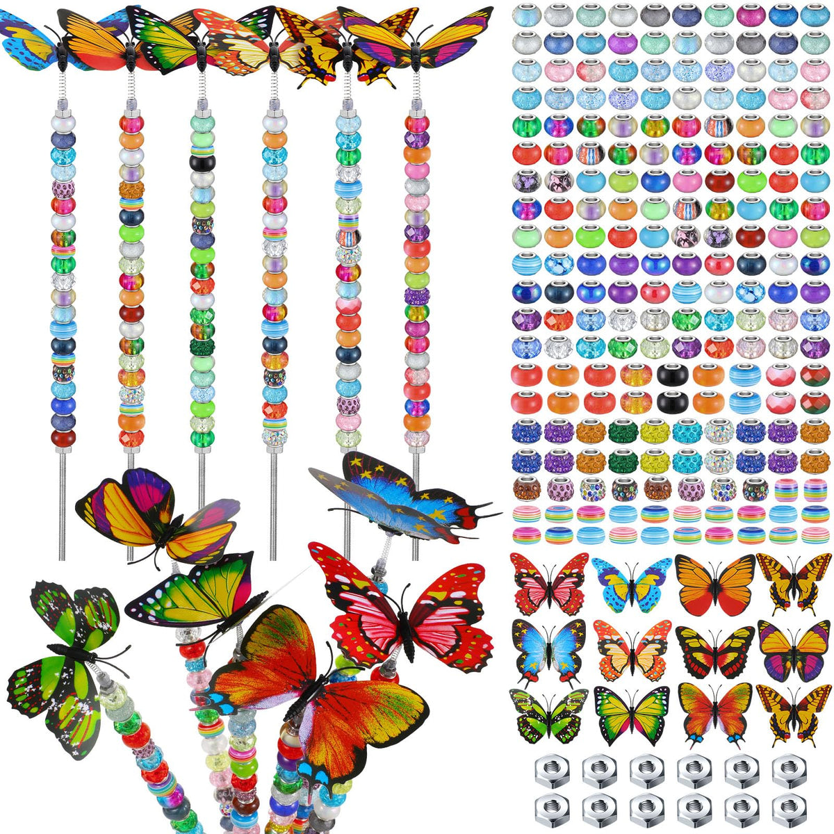 Tigeen garden stake DIY fairy wand with colorful crystal toppers for outdoor decor.