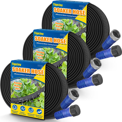 TigeJoy flat soaker hose front view showing compact design for easy garden watering