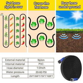TigeJoy hose watering a garden demonstrating gentle root soaking