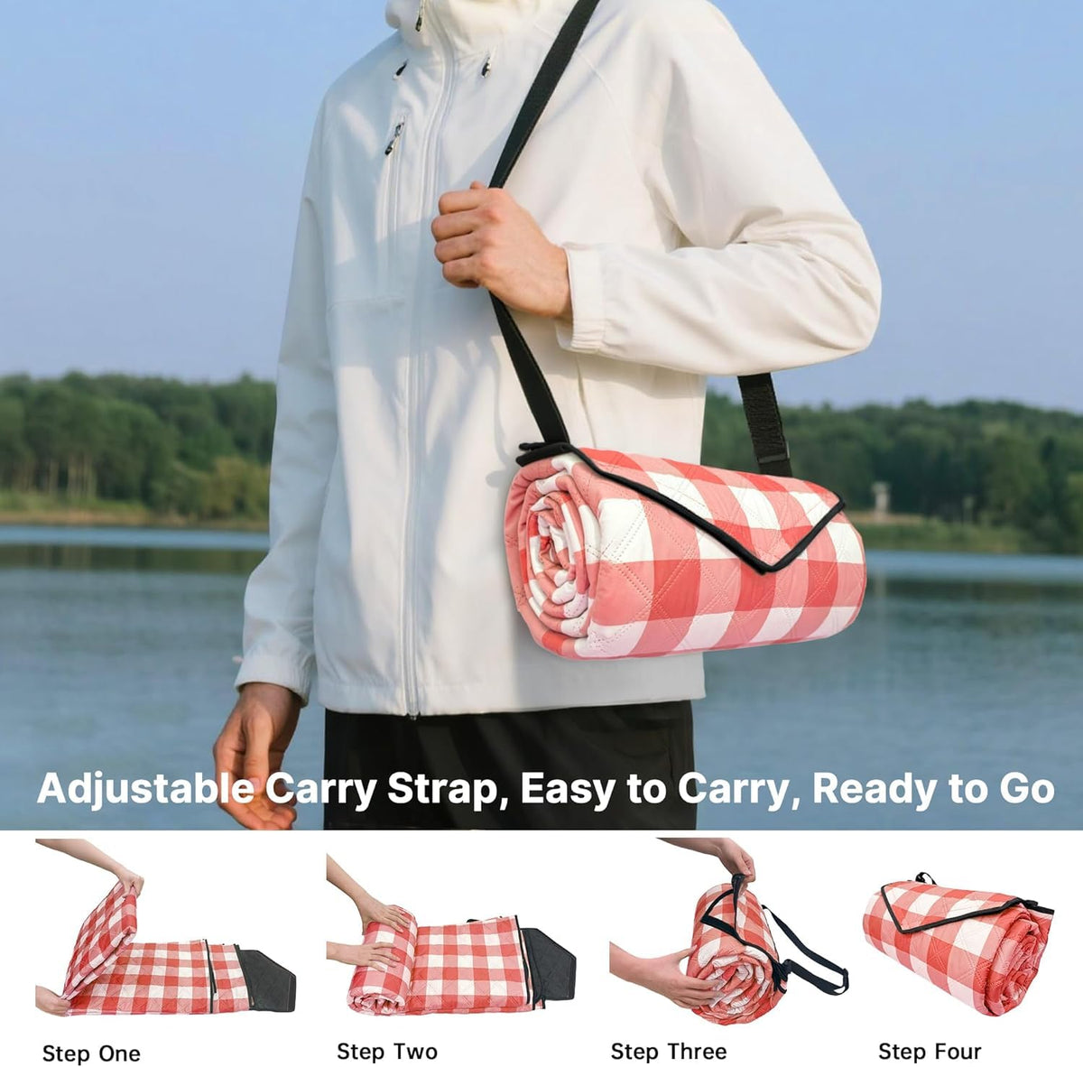 TigeJoy blanket on the beach offers sand cleanup and easy shake-off.
