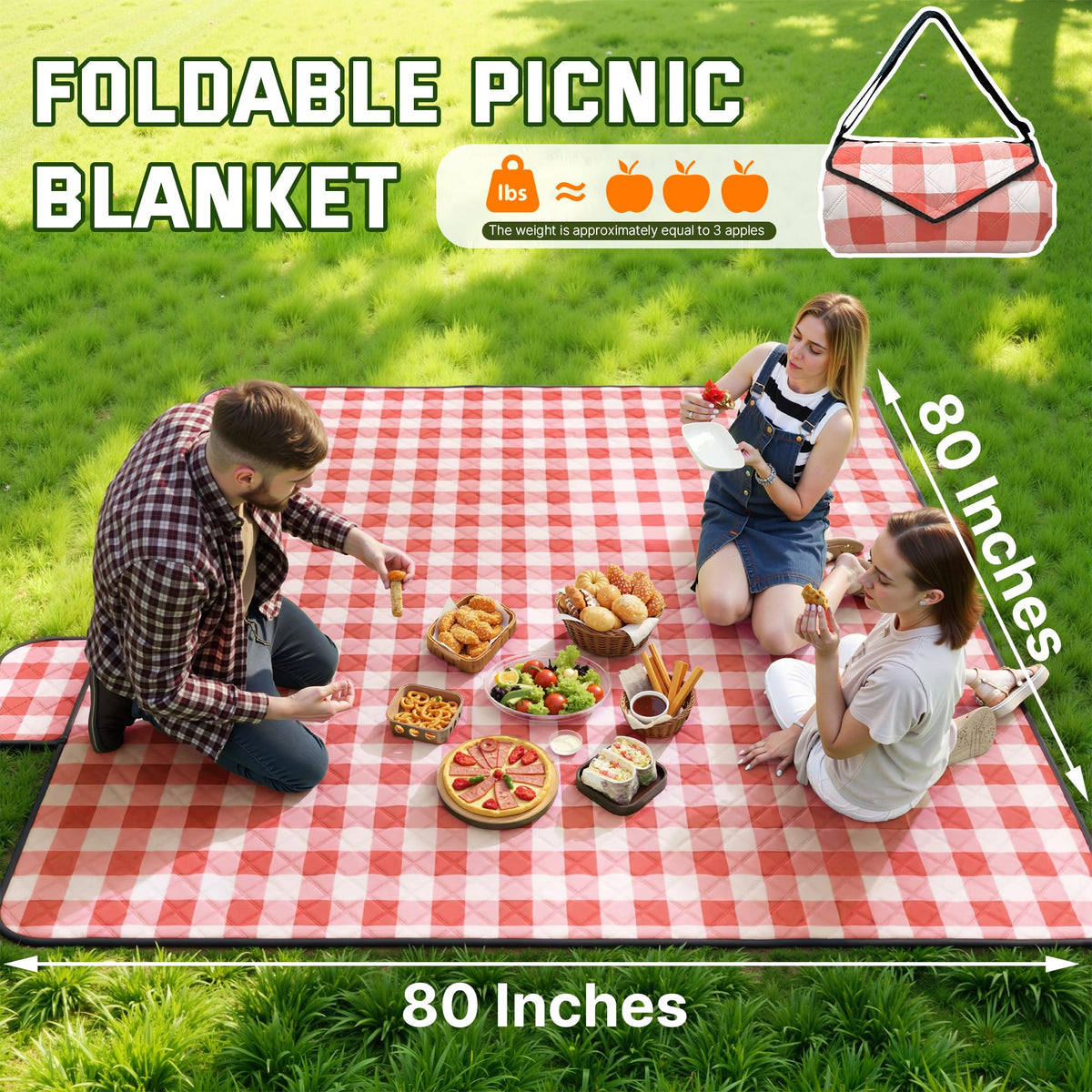 TigeJoy gingham-pattern blanket spread at the beach