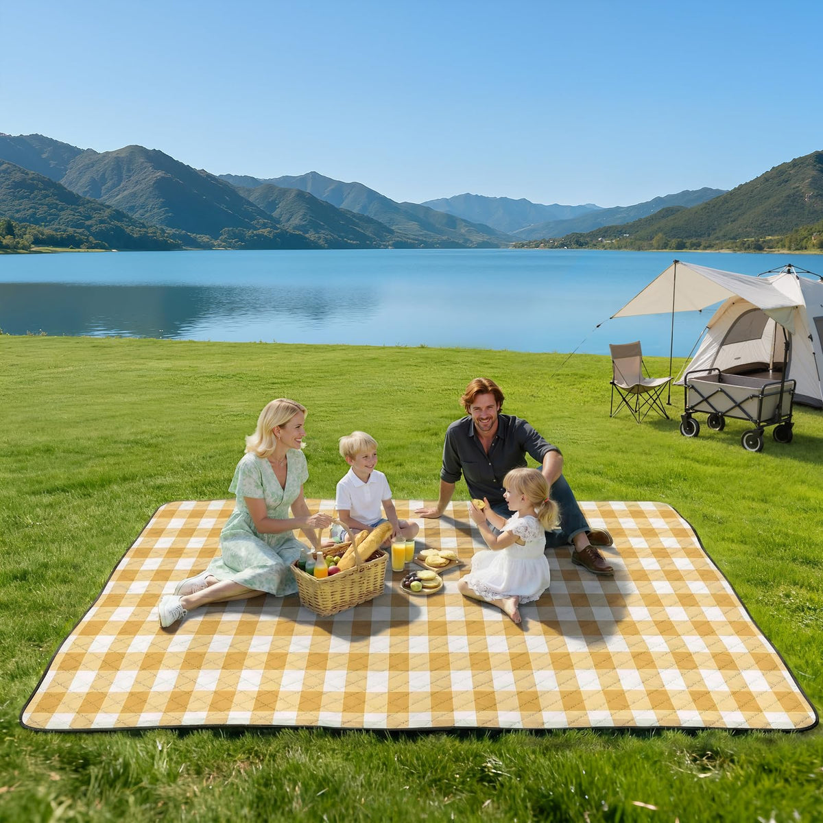TigeJoy blanket folded with V-shaped Velcro strap ready for carrying