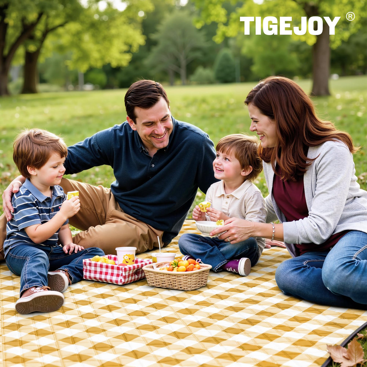 TigeJoy folded blanket packs compactly and can be carried crossbody