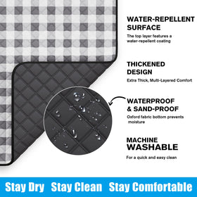 TigeJoy picnic blanket waterproof base blocks moisture on damp grass or sand