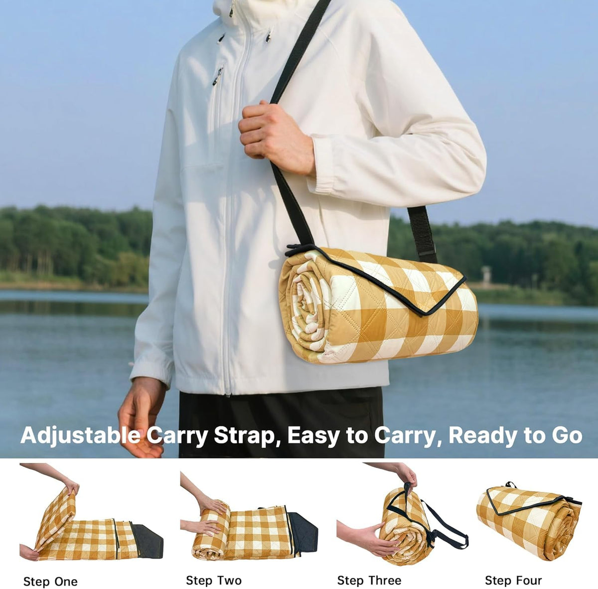 TigeJoy picnic blanket waterproof base blocks moisture from ground