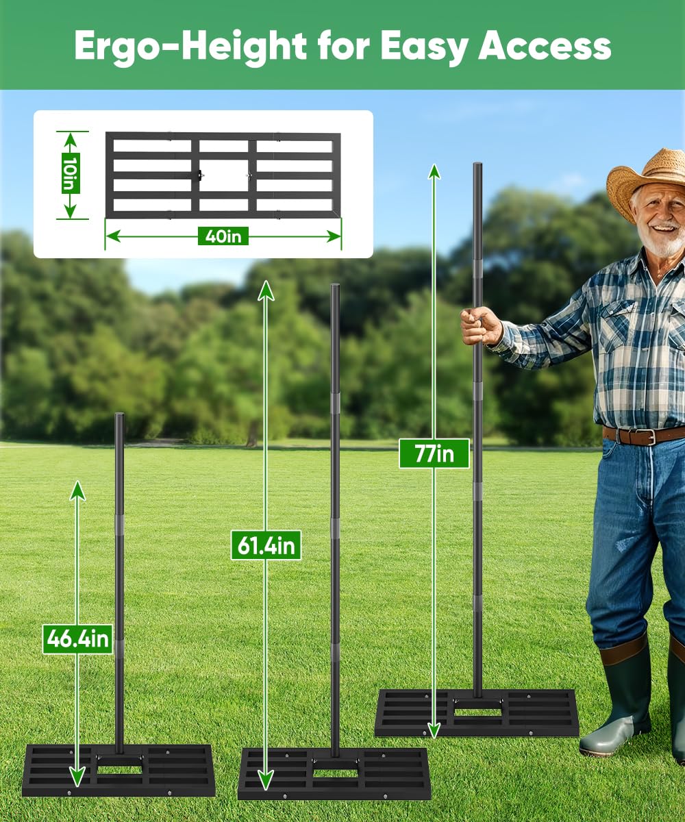 Tigerden lawn leveling rake heavy-duty steel provides durable yard leveling.