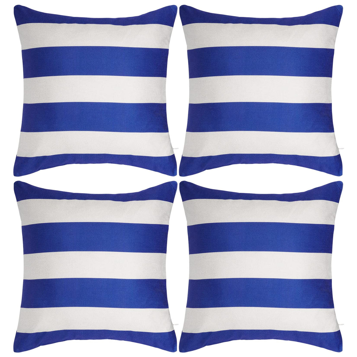 Tiggell striped outdoor 18x18 pillow cover in blue and white for patio use.