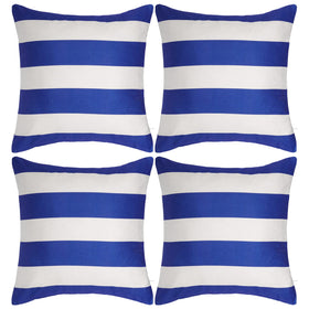 Tiggell striped outdoor 18x18 pillow cover in blue and white for patio use.