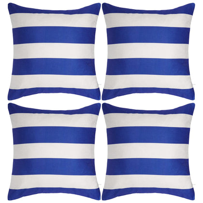 Tiggell striped outdoor 18x18 pillow cover in blue and white for patio use.