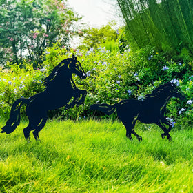 TIGGSY horse garden stake side view shows elegant silhouette.