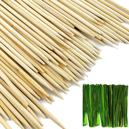 TIHOOD 18-inch bamboo stake in natural finish for sturdy plant support.