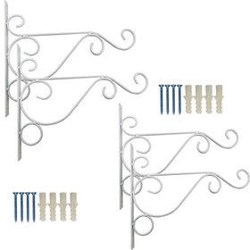 TIHOOD metal plant bracket wall mount in white for sturdy outdoor displays.