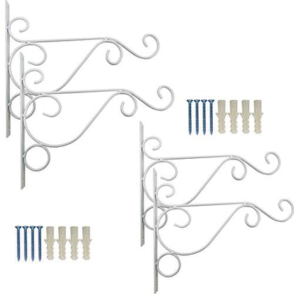 TIHOOD metal plant bracket wall mount in white for sturdy outdoor displays.