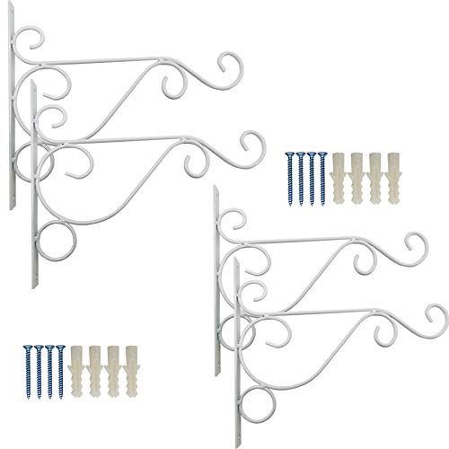 TIHOOD metal plant bracket wall mount in white for sturdy outdoor displays.